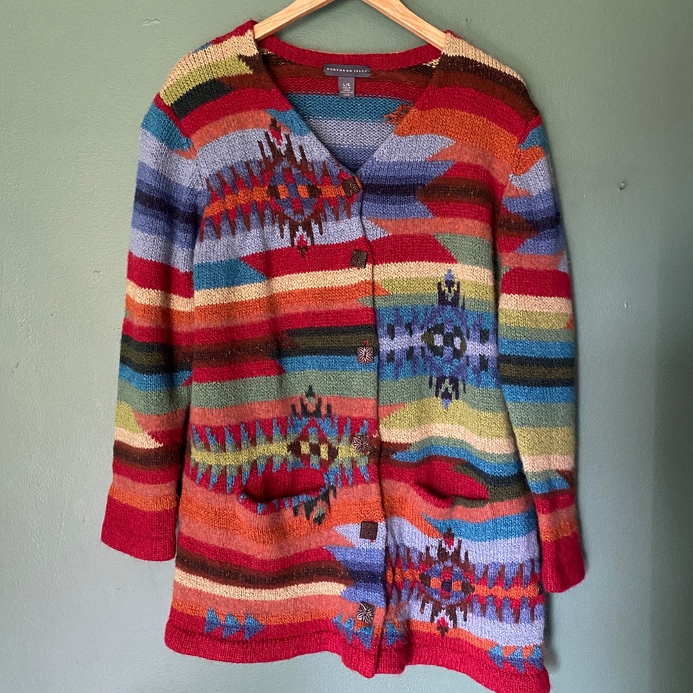 Vintage Northern Isles Colorful Aztec Cardigan